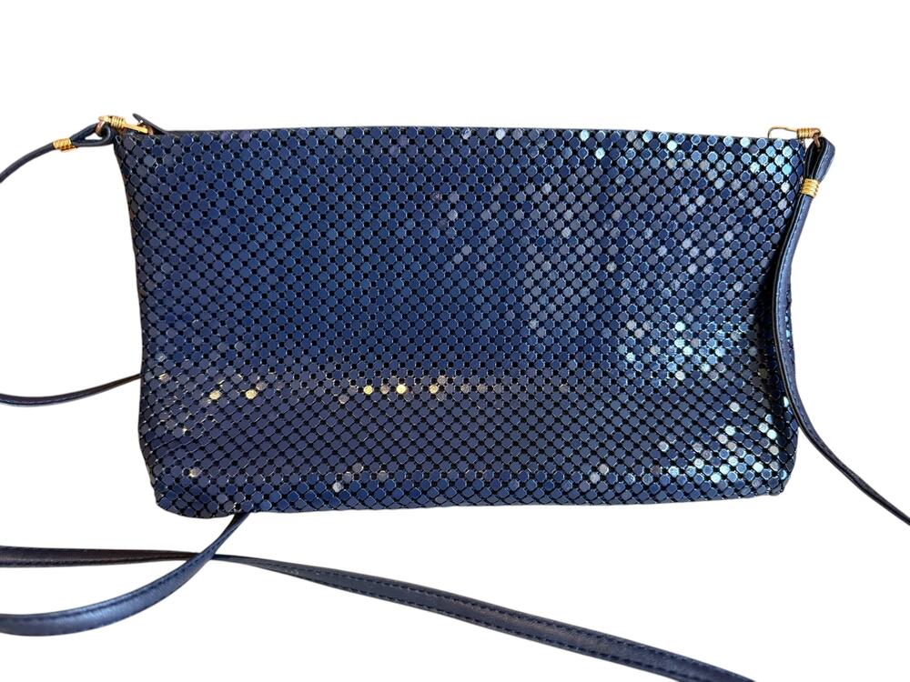 Whiting & Davis Navy Blue Mesh Shoulder Bag